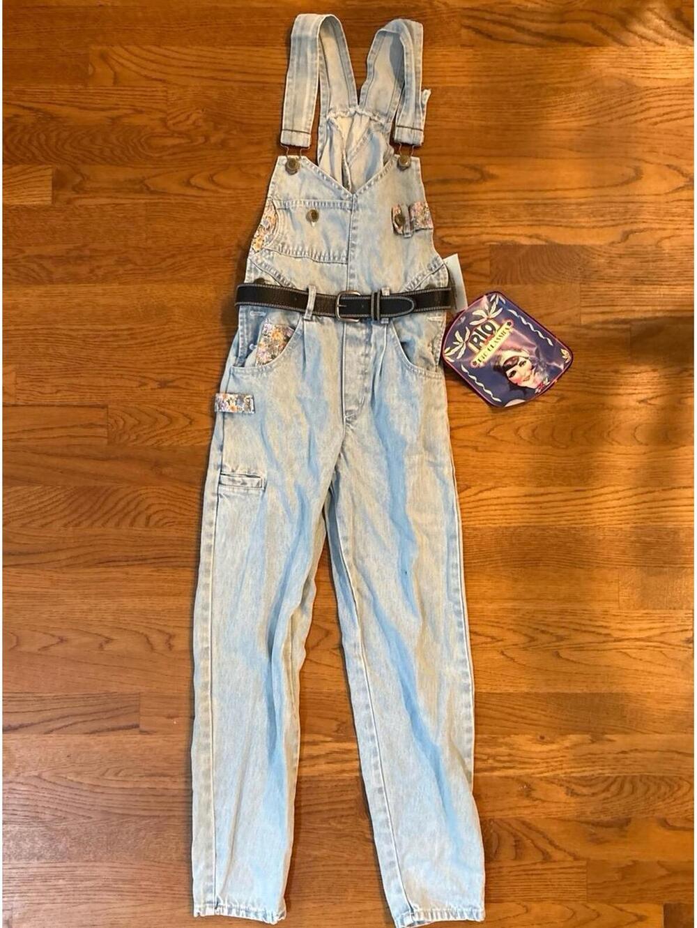 NWT Vintage 80s 90s Denim RIO Floral overalls Girls Size Medium